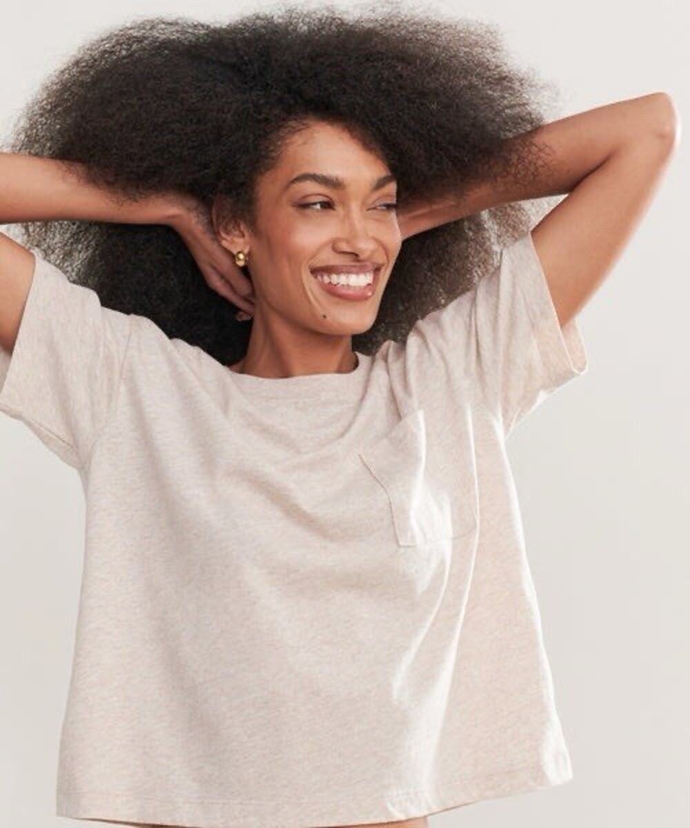 Jenni Kayne Vintage Pocket Tee in Oatmeal Women’s XS Relaxed Oversized Neutral